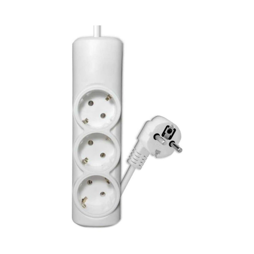 Изображение товара Удлинитель сетевой PROGIX 3 розетки 5 метров с заземлением белый PG322