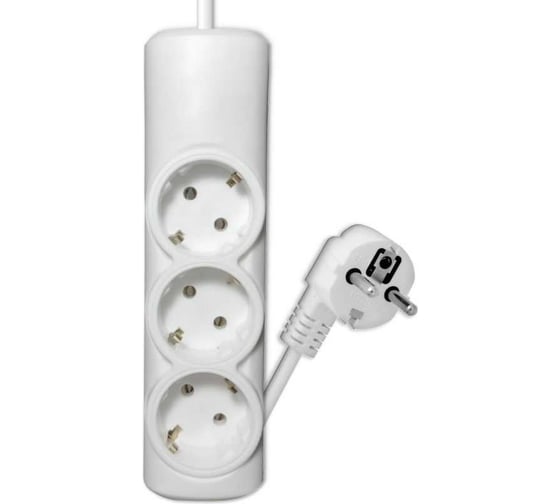 Изображение товара Удлинитель сетевой PROGIX 3 розетки, 2 метра, с заземлением, белый, 3x0.75 PG310