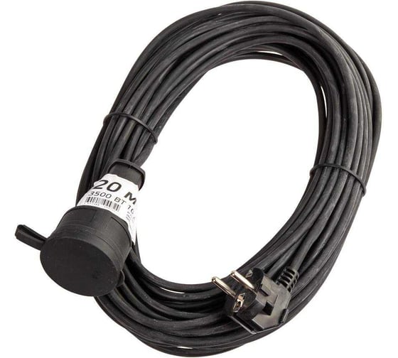 Изображение товара Удлинитель шнур КОСМОС 20м 1 гнездо КГ 2x1.0 мм 10A 220-350В 3500Вт каучук РС16 YSHKsm20m-1g(10A)KG