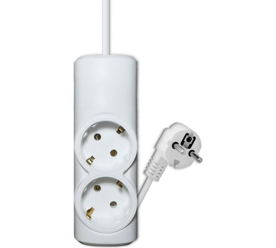 Изображение товара Удлинитель сетевой PROGIX 2 розетки, 2 метра, с заземлением, белый, 3x1.5 PG220