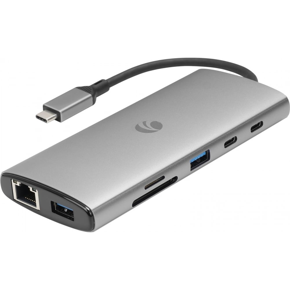 Изображение товара Многофункциональный адаптер VCOM TypeC PD HDMI DP RJ45 USB SD TF 9 разъемов
