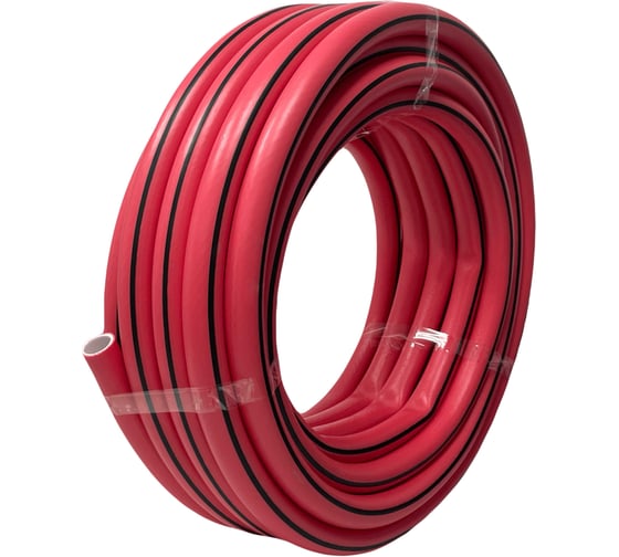 Изображение товара Шланг поливочный ООО КОМЕД 3/4 дюйма, 20 м, красный с черной полосой TPE Дивный сад К0052