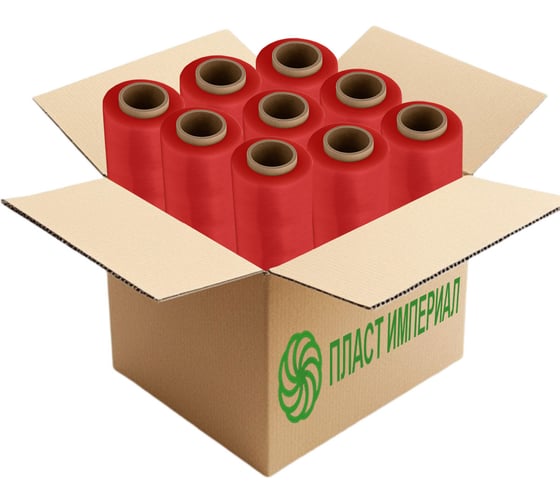 Изображение товара Стрейч пленка ПЛАСТ ИМПЕРИАЛ вторичная красная 0,8кг набор 9 рулонов s2rd08k9