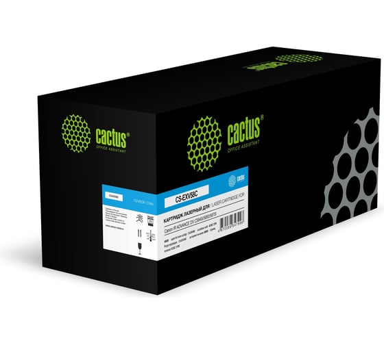 Изображение товара Картридж лазерный Cactus CS-EXV58C голубой, 60000 стр., для Canon IR ADVANCE DX C5840i/5850/5870I 2069009