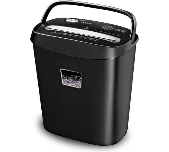 Изображение товара Шредер Cactus CS-SH-P4 черный, секретность P-4, фрагменты, 8 листов, 15 л, скрепки/скобы/пласт.карты, 2077504