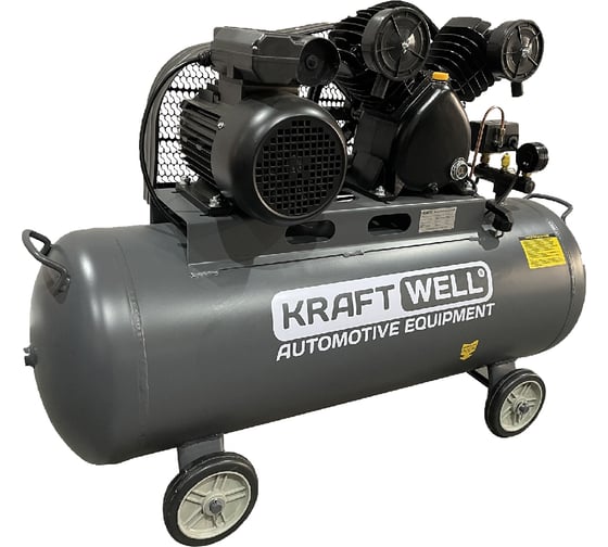Изображение товара Компрессор поршневой KraftWell 420 л/мин, 10 бар, 100 л, 220В арт. KRW-AC420-100L/220