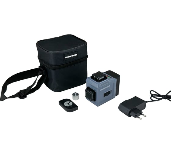 Изображение товара Лазерный нивелир Profipower NL-12G 12 лучей, лазер - зеленый, Li-ion - 1шт, пульт ДУ, переходник, З/У, сумка-чехол E0214