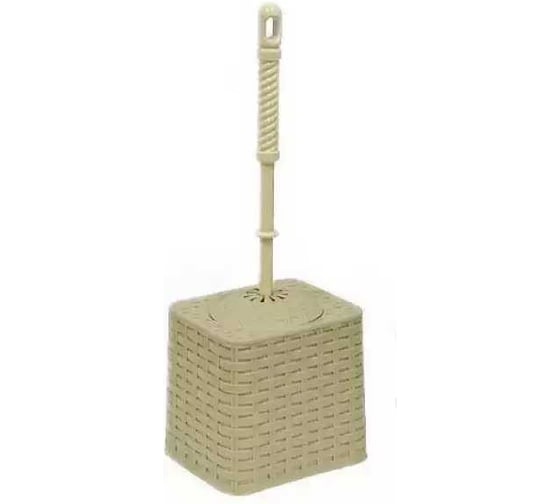 Изображение товара Ёршик для унитаза на подставке ООО ПКФ Сварком Ротанг квадрат, слоновая кость s037635