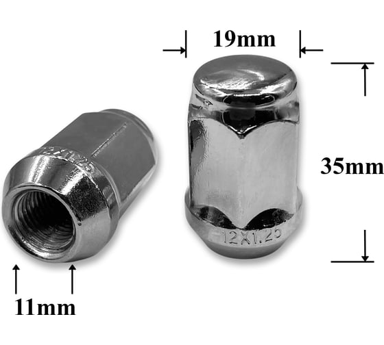 Изображение товара Гайка колеса иномарки КрепАвто М12х1,25х35 кл.19 конус, закр, CH, H-2006 T0526