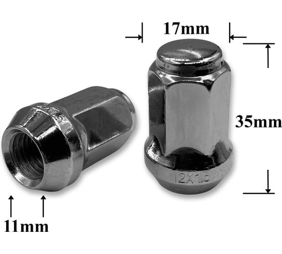 Изображение товара Гайка колеса иномарки КрепАвто М12х1,5х35 кл.17, конус, закр, СН, JN-208 T0529