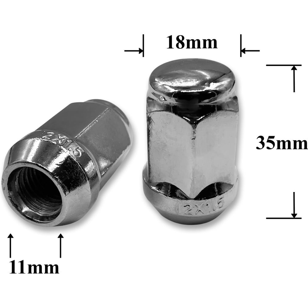 Изображение товара Гайка колесная иномарки КрепАвто М12х1,5х35 кл.19, конус, хром, H-2007