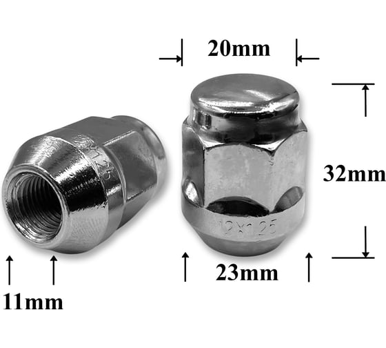 Изображение товара Гайка колеса иномарки КрепАвто М12х1,25х32 кл.21 конус, закр, СН, JN-204 T0519