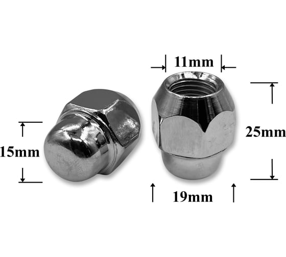 Изображение товара Гайка колеса иномарки КрепАвто М12х1,25х27 кл.19, конус, закр, СН, H-1206S-19H T0514
