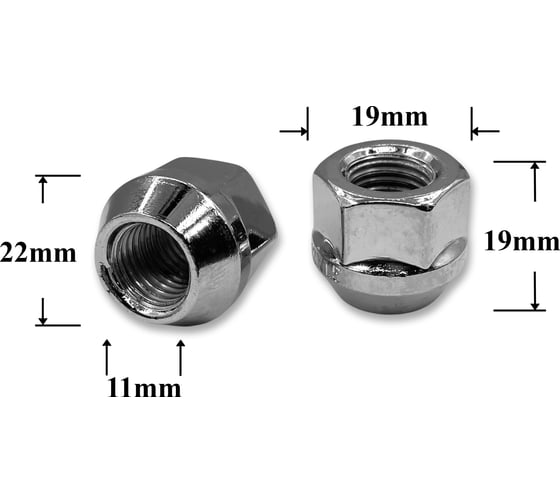 Изображение товара Гайка колеса иномарки КрепАвто М12х1,5х21 кл.19, конус, откр, СН, H-1107 T0509