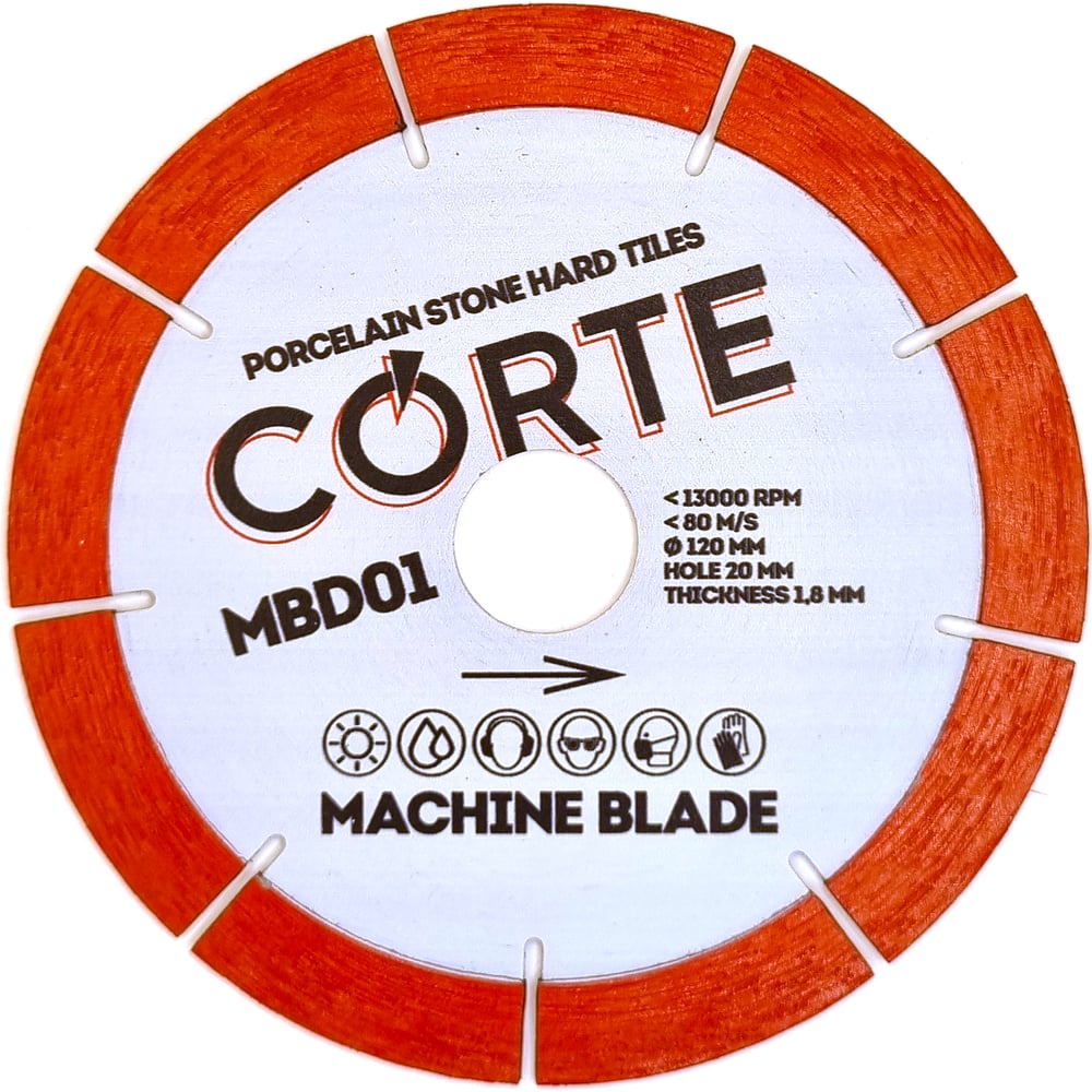 Изображение товара Диск алмазный CORTE MACHINE BLADE 120 мм сегментированный по керамике и камню