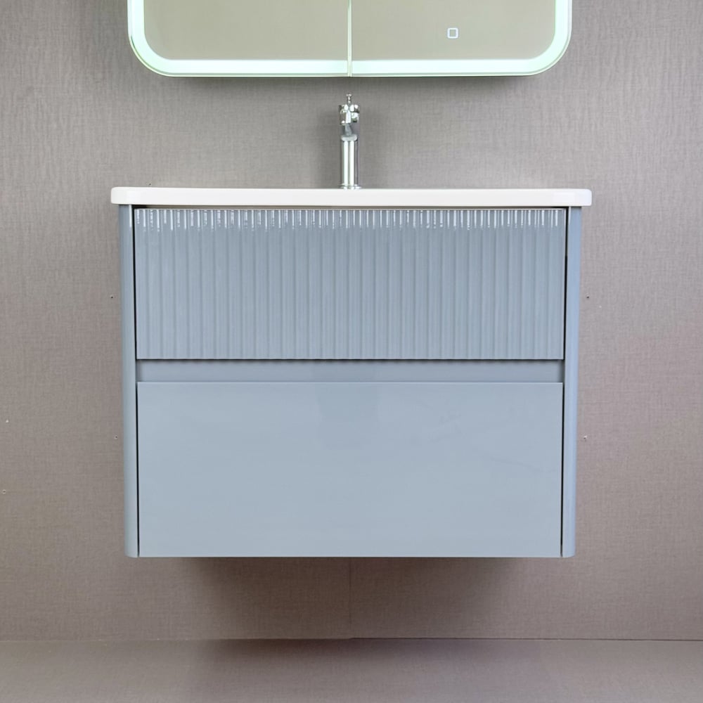 Изображение товара Тумба ALAVANN Wave 80 голубой деним с раковиной из санфаянса современная