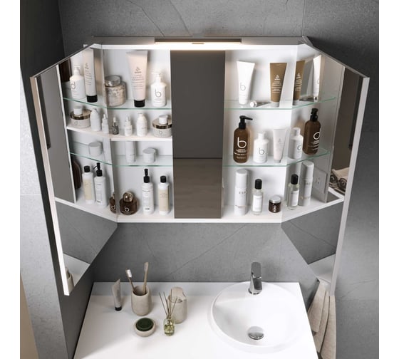 Изображение товара Шкаф зеркальный ALAVANN Cosmetic 90, белый ALV0772001