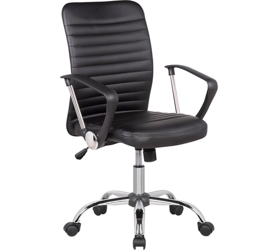 Изображение товара Кресло оператора Helmi HL-M09 LUX, искусственная кожа черная, механизм качания, хром 306215