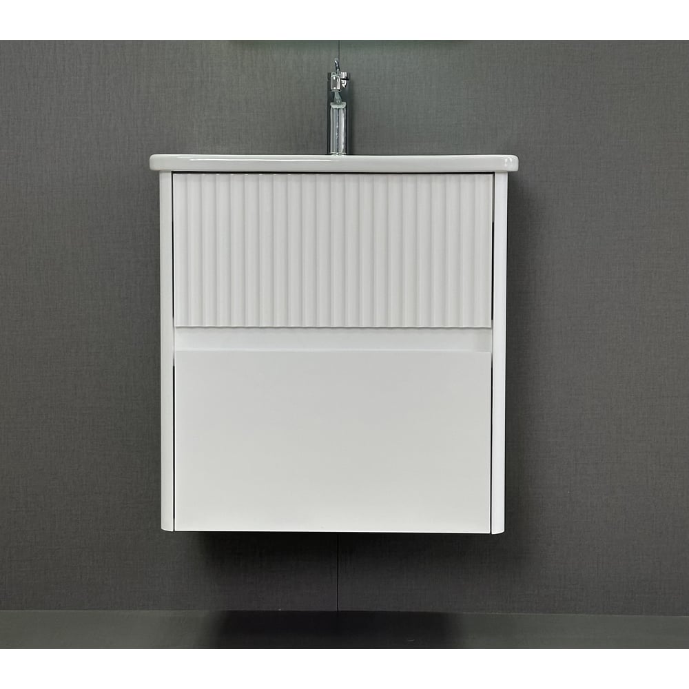 Изображение товара Тумба с раковиной ALAVANN Wave 60 современная модель в сером цвете