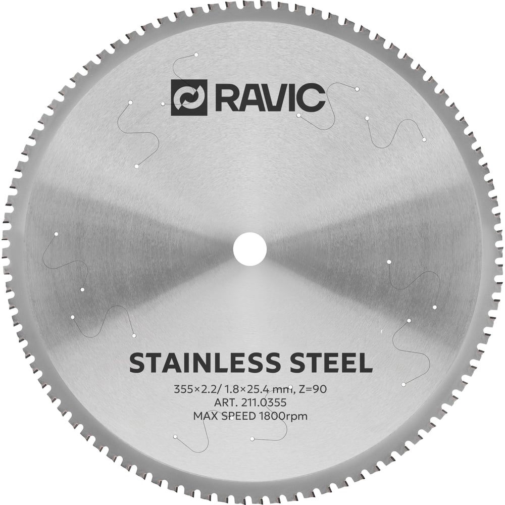 Изображение товара Диск пильный по нержавеющей стали Ravic 355x2.2/1.8x25.4 мм Z=90