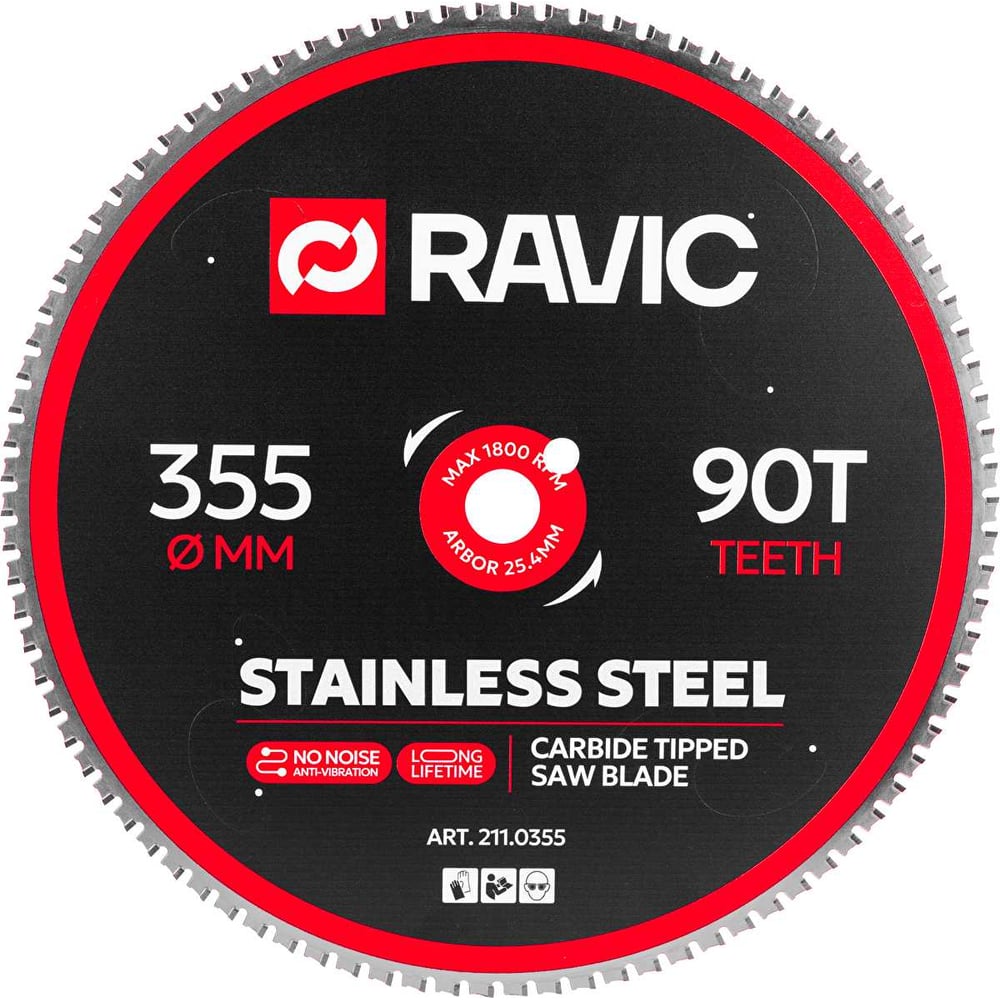 Изображение товара Диск пильный по нержавеющей стали Ravic 355x2.2/1.8x25.4 мм Z=90