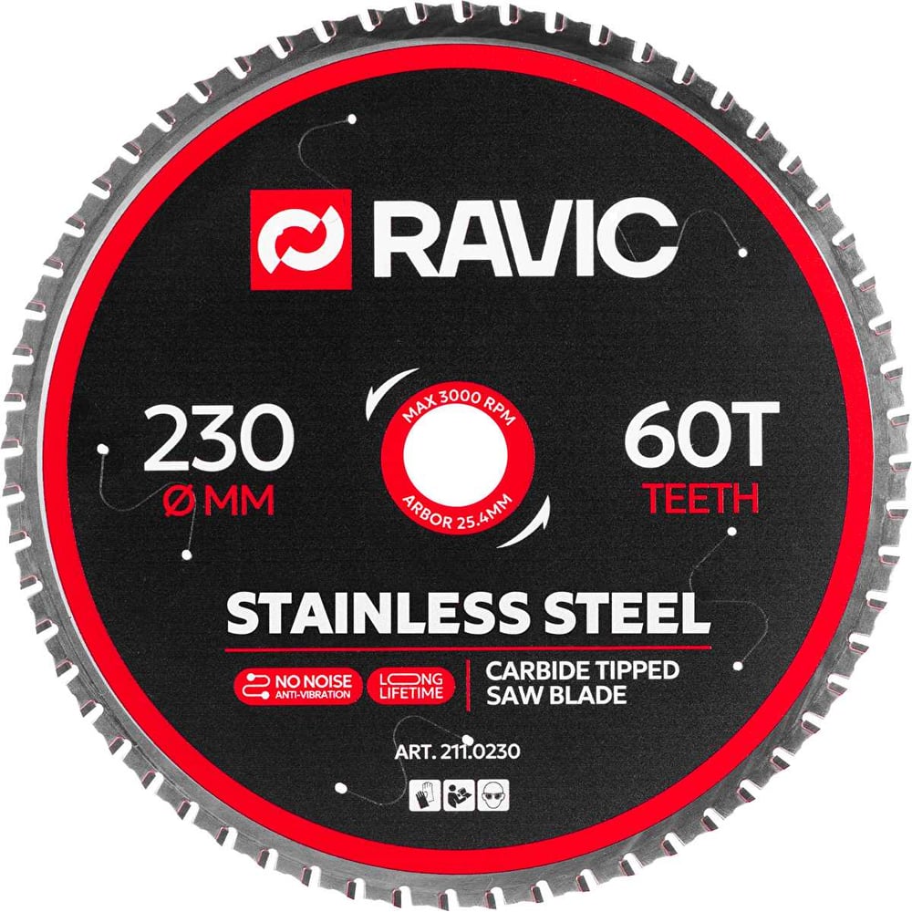 Изображение товара Диск пильный Ravic 230x2.0/1.6x25.4 мм для нержавеющей стали Z=60