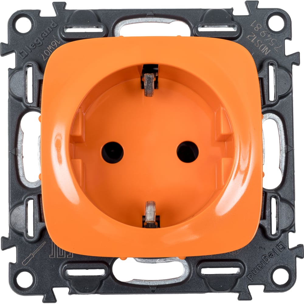 Изображение товара Силовая розетка Legrand Valena ALLURE 2К+З 16А 250В с защитными шторками оранжевая