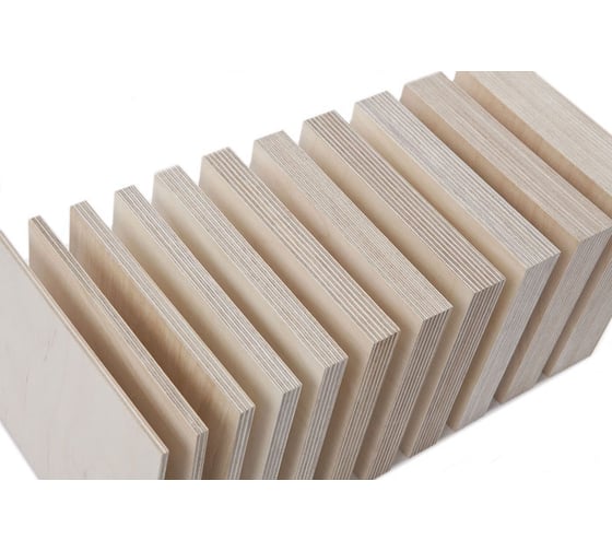 Изображение товара Фанера MW 10 мм 22 листа 300x300 мм мм сорт 1/2, 2/2 березовая шлифованная калиброванная упаковка 1.98 кв.м ФБШК-10-300-300-12