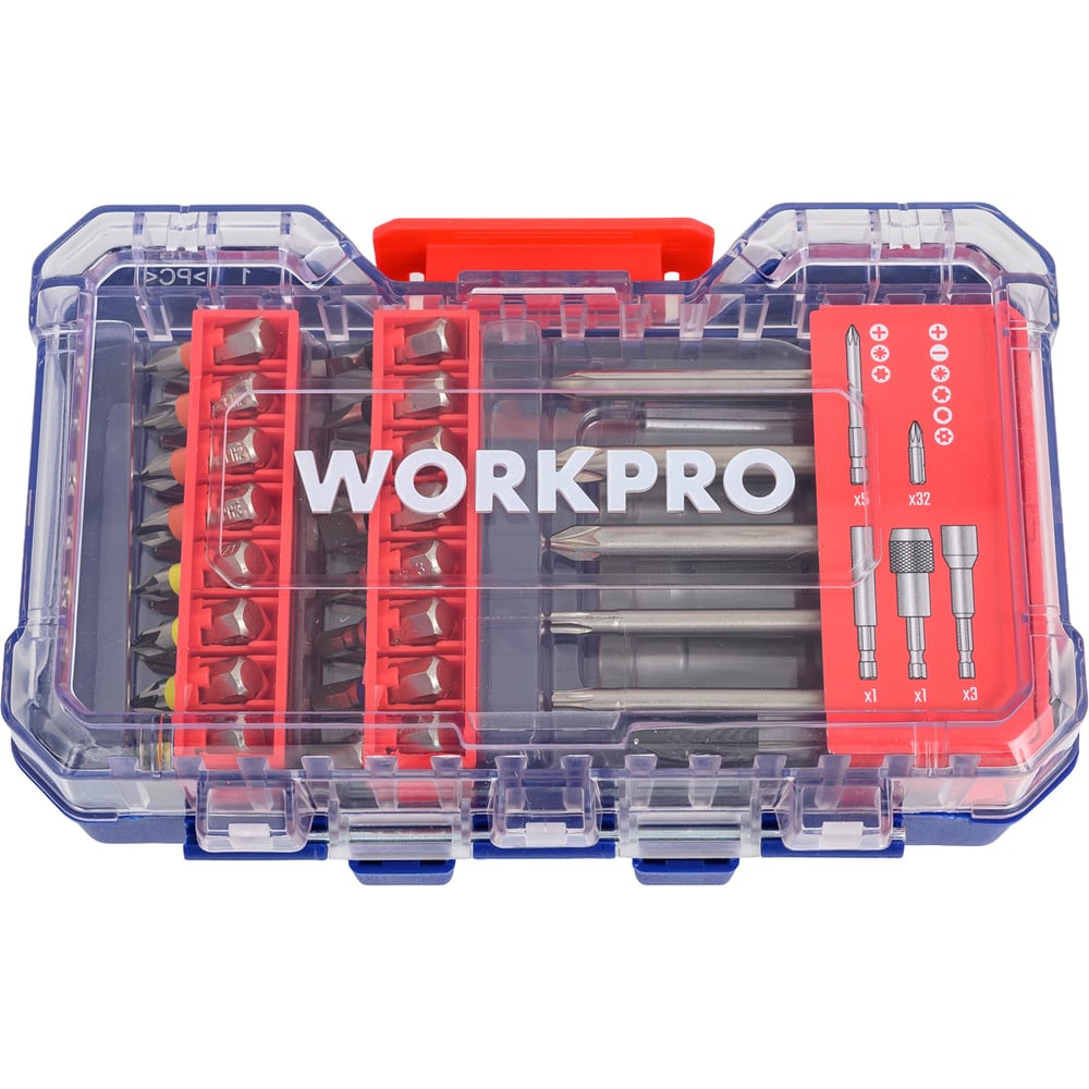 Изображение товара Набор бит для отвертки WORKPRO 42 шт. WP409013 с магнитным держателем