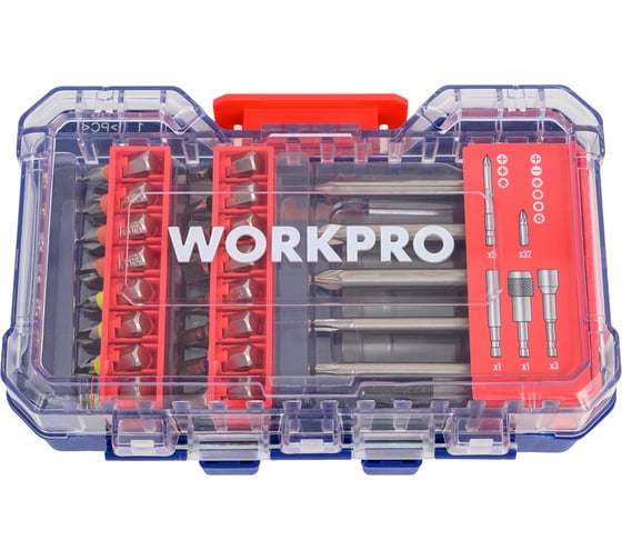 Изображение товара Набор бит для отвертки с магнитным держателем WORKPRO 42шт. WP409013