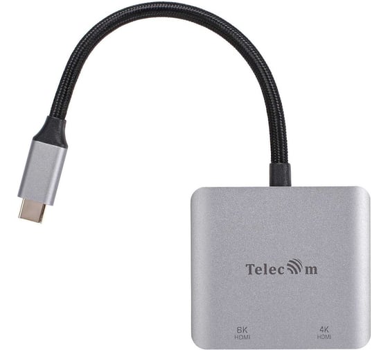 Изображение товара Кабель-адаптер Telecom TypeC - dual HDMI f HUB 8K 60Hz 0.15m TUC601