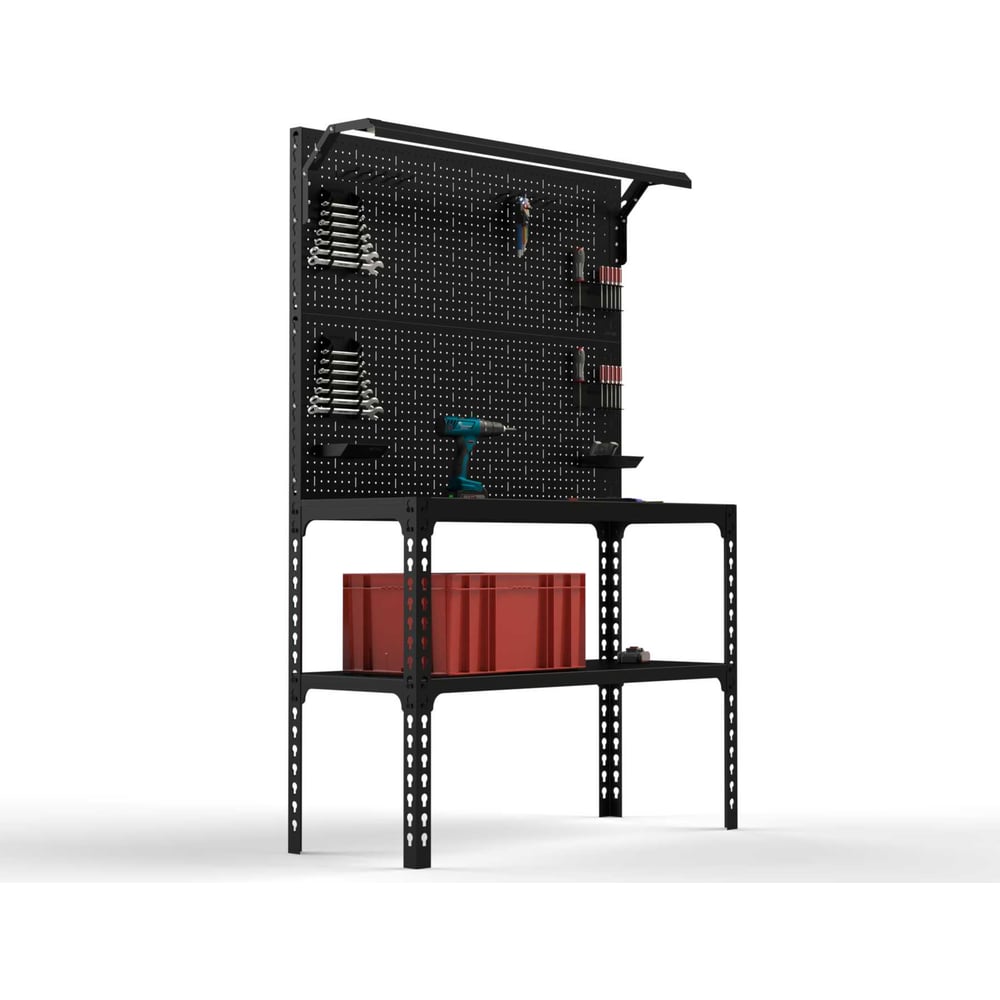 Изображение товара Стол-верстак ООО Металекс серия SUN 950x1000x400 с полкой и освещением