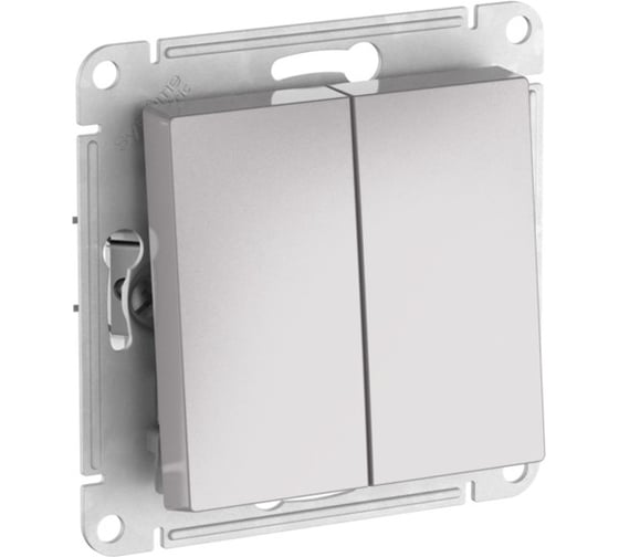 Изображение товара 2-клавишный переключатель Systeme Electric ATLASDESIGN AQUA IP44, сх.6, 10АХ, мех., быстрозажим. клем., АЛЮМИНИЙ ATN440351S