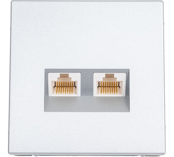 Изображение товара Розетка двойная компьютерная Systeme Electric ARTGALLERY RJ45+RJ45, кат. 5е, механизм, АЛЮМИНИЙ GAL000385