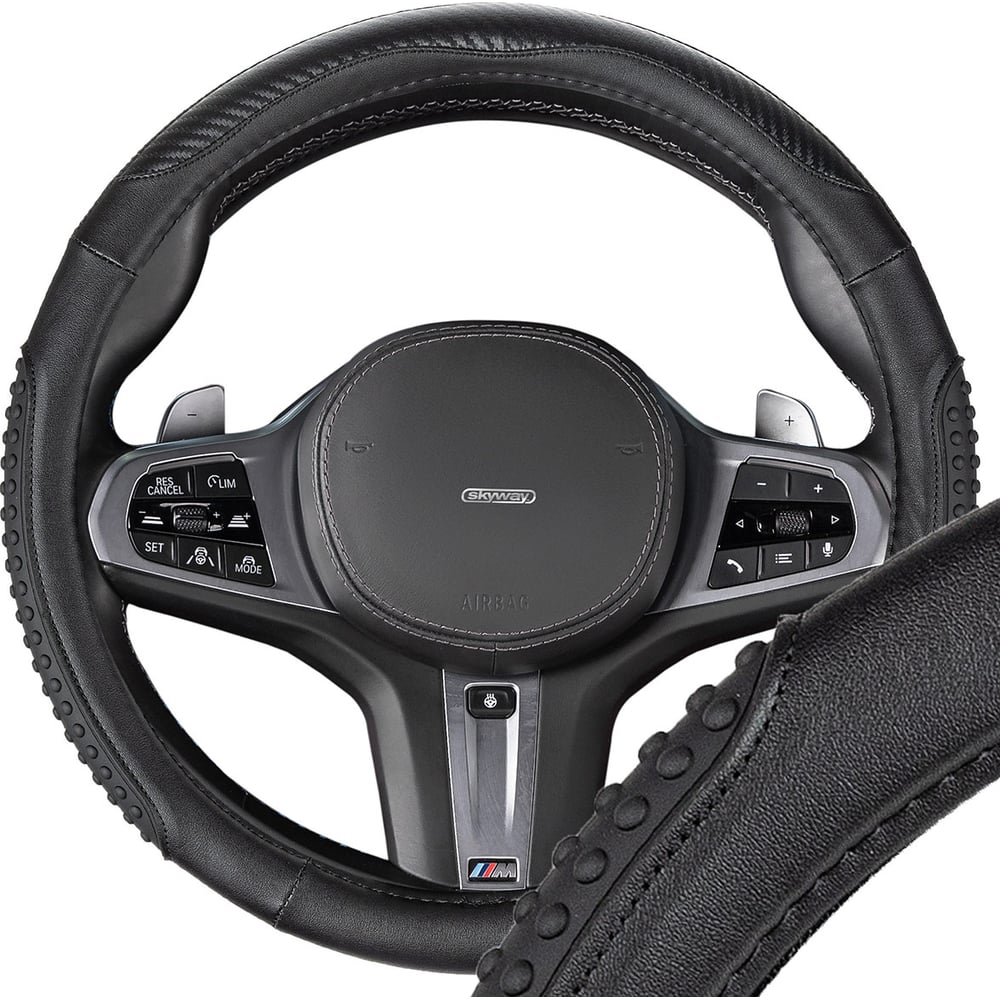 Изображение товара Оплетка SKYWAY из экокожи и ПВХ для руля 37-39 см Mix Comfort-9 черная