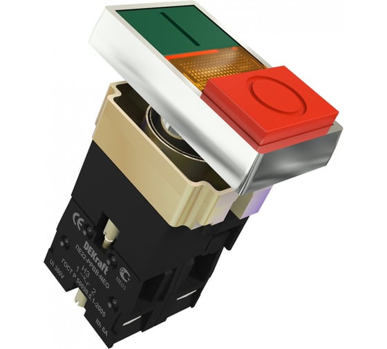 Изображение товара Переключатель DEKraft ПЕ-22, PPBB, 1НО+1НЗ, 10 А, IP54 25062DEK