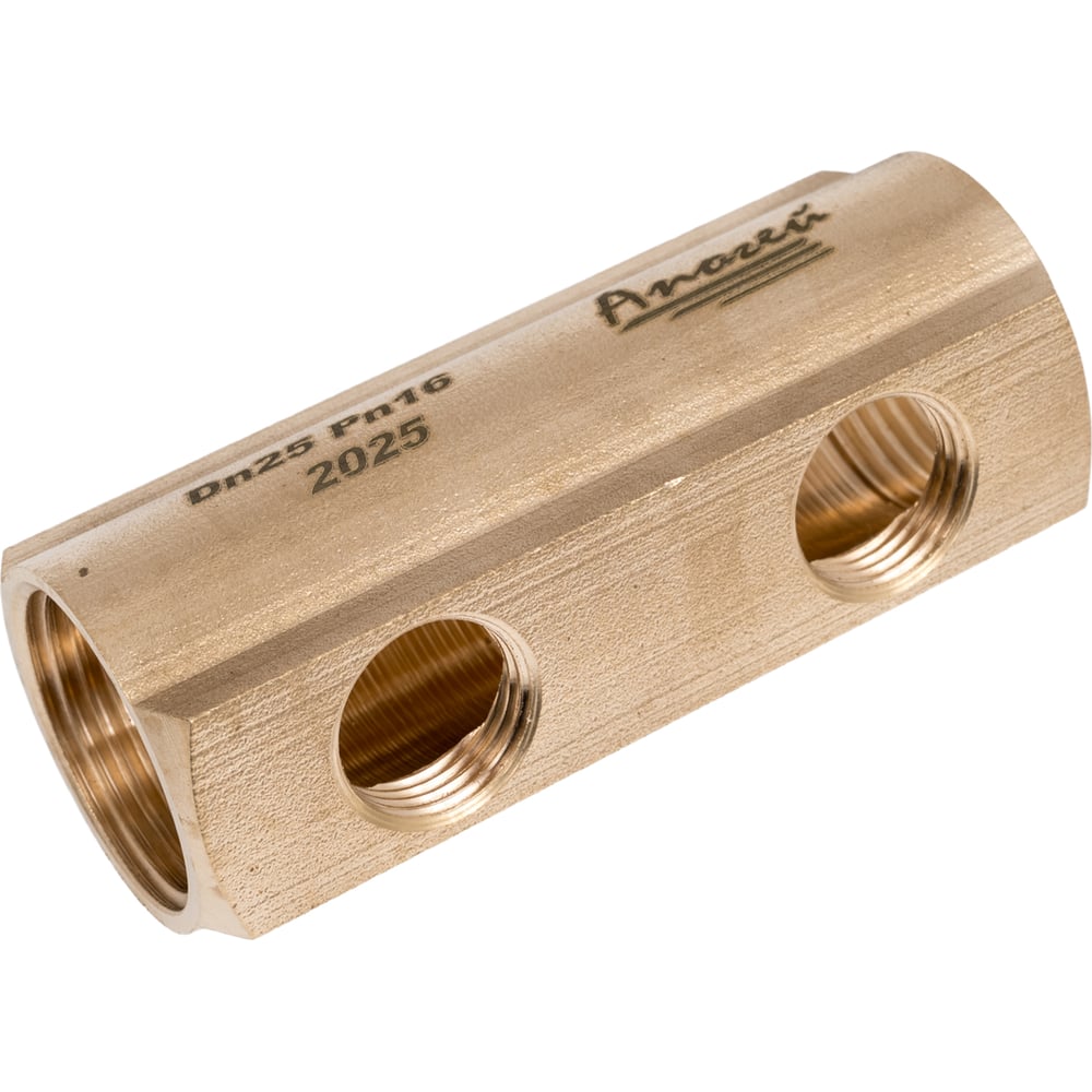 Изображение товара Коллектор латунный АПОГЕЙ КЛА 2502.050-1 DN25, ВР1, м/о 50мм ВР1/2, 1-е исполнение на 2 выхода 422001