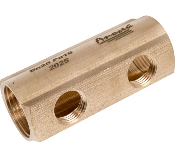 Изображение товара Коллектор латунный АПОГЕЙ КЛА 2502.050-1 DN25, ВР1, м/о 50мм ВР1/2, 1-е исполнение на 2 выхода 422001