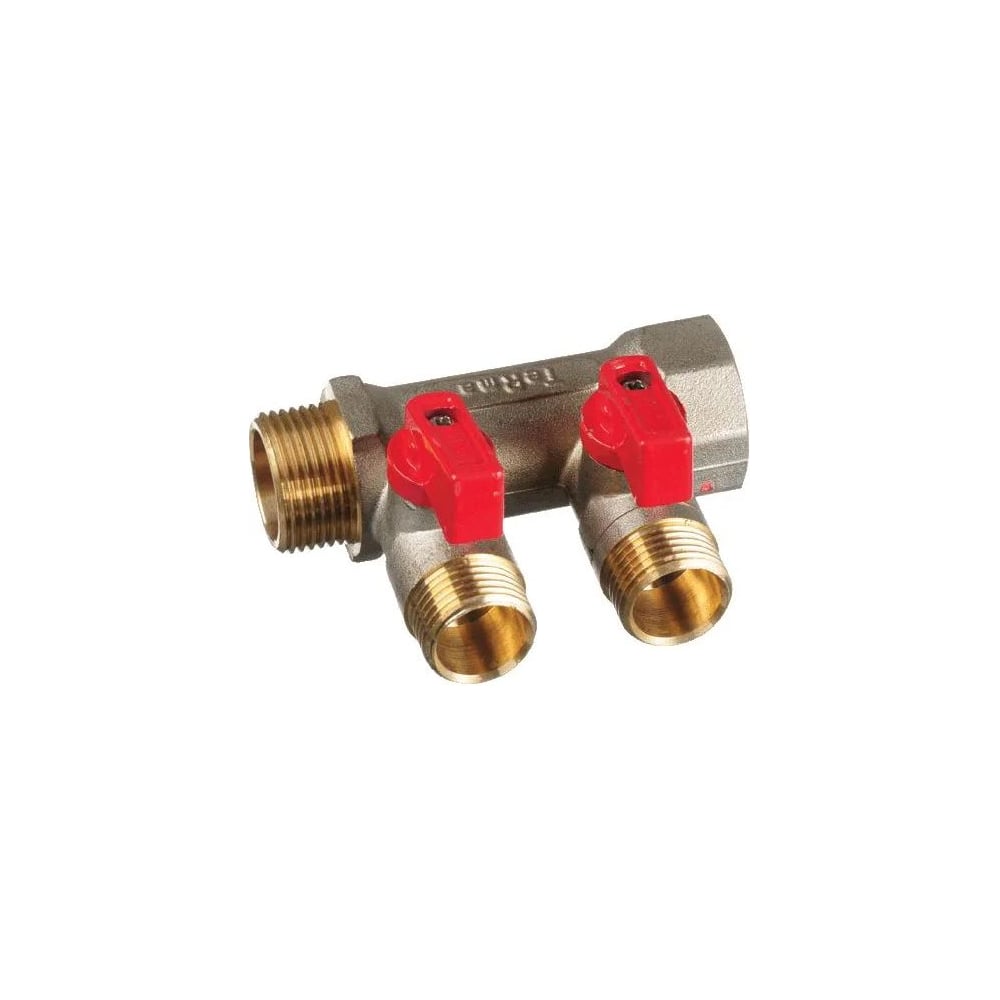 Изображение товара Латунный коллектор с шаровыми кранами 3/4 в/н 2 выхода