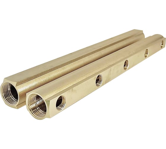 Изображение товара Коллектор латунный АПОГЕЙ КЛА 2505.100-1 DN25, ВР1, м/о 100мм ВР1/2, 1-е исполнение на 5 выходов 422052