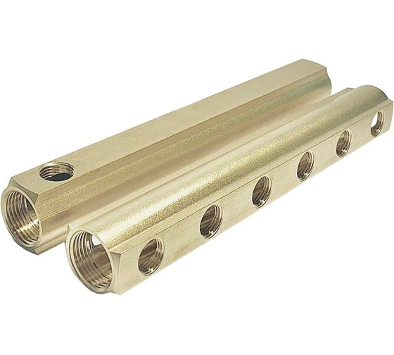 Изображение товара Коллектор латунный АПОГЕЙ КЛА 2506.050-2 DN25, ВР1, м/о 50мм ВР1/2, 2-е исполнение на 6 выходов 422017