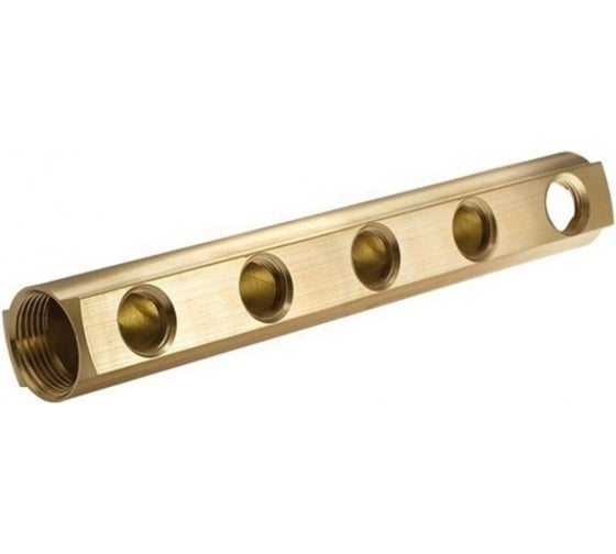 Изображение товара Коллектор латунный АПОГЕЙ КЛА 2504.100-1 DN25, ВР1, м/о 100мм ВР1/2, 1-е исполнение на 4 выхода 422051