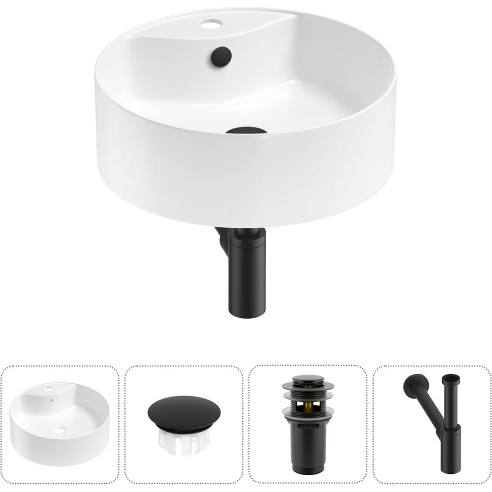 Изображение товара Накладная раковина Wellsee 4 в 1 Praxis 46 см белая фарфор