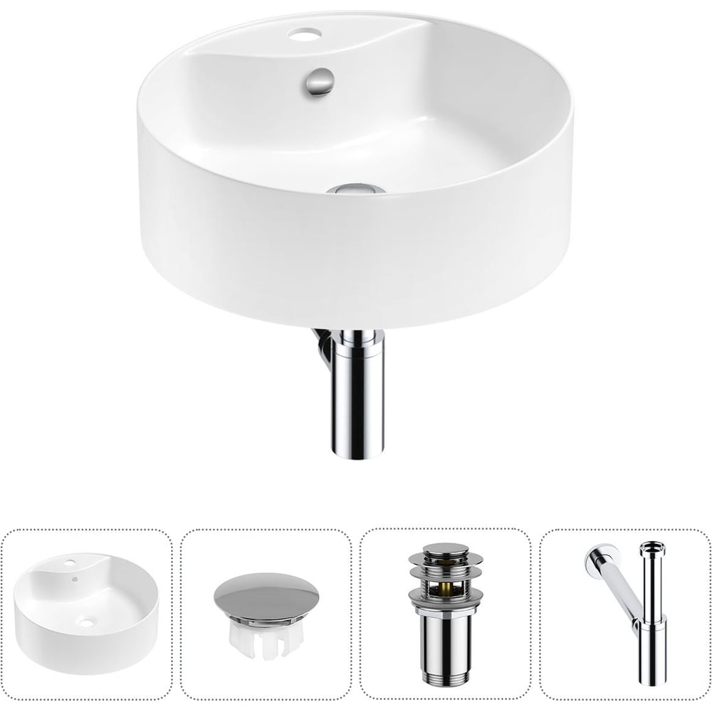 Изображение товара Накладная раковина Wellsee 4 в 1 Praxis 46x46 см фарфор RefCeram белая