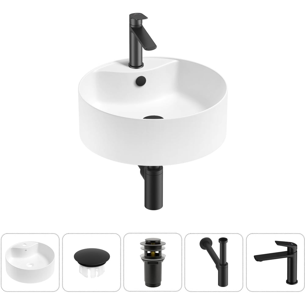 Изображение товара Набор Wellsee 5 в 1 Praxis накладная раковина 40x40 см 20217093R