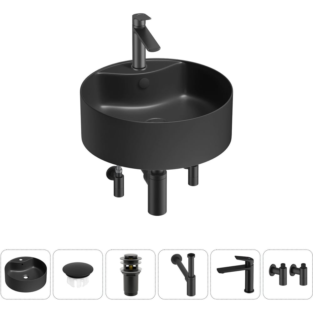 Изображение товара Набор Wellsee 6 в 1 Praxis накладная раковина 40x40 см 20217158R