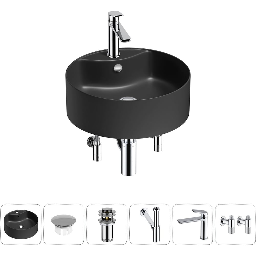 Изображение товара Набор Wellsee 6 в 1 Praxis накладная раковина 40x40 см