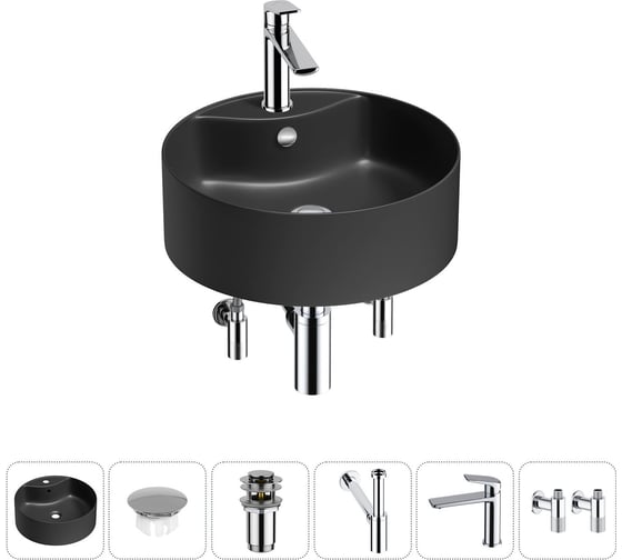 Изображение товара Набор Wellsee 6 в 1 Praxis накладная раковина 40x40 см 20217157R