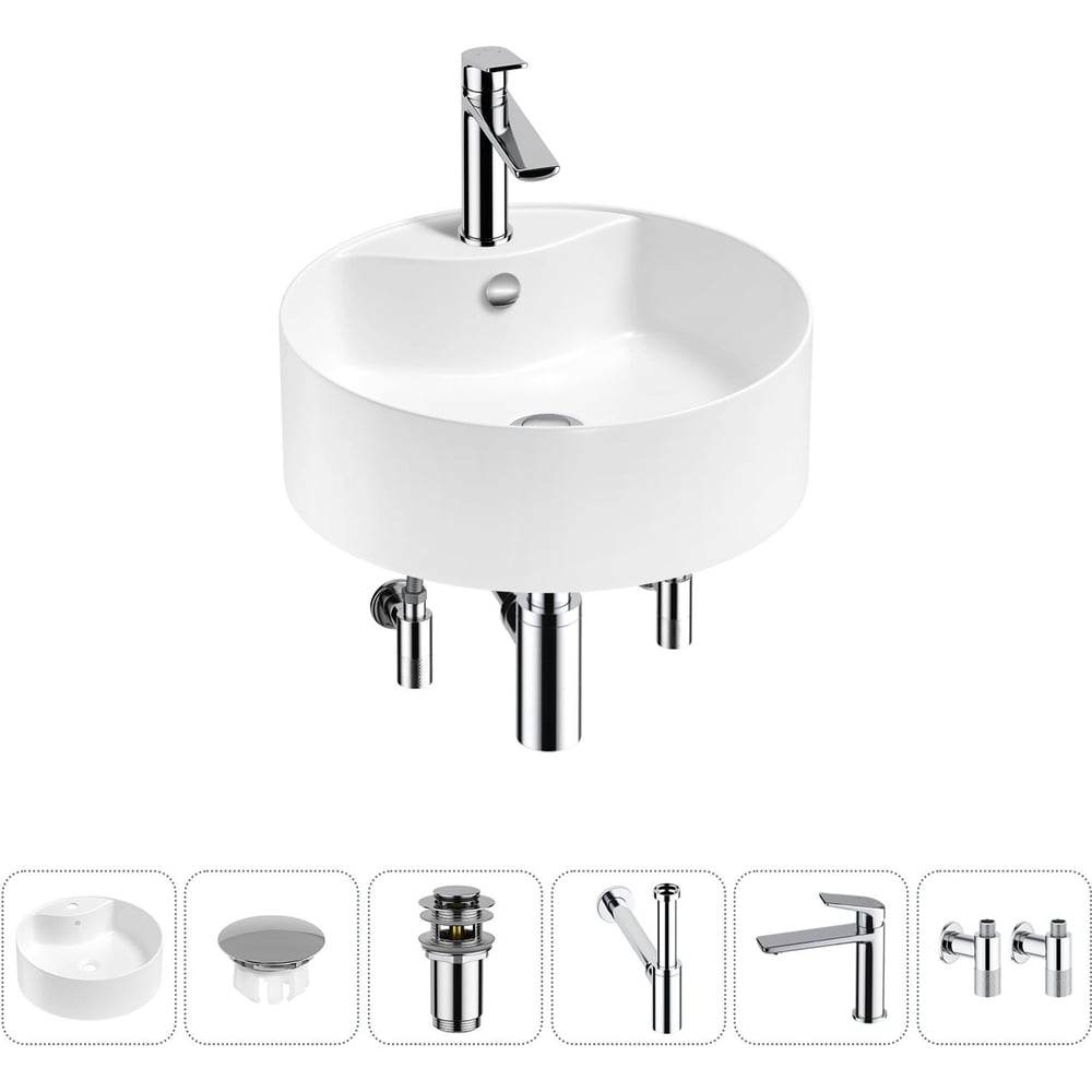 Изображение товара Набор Wellsee 6 в 1 Praxis накладная раковина 40x40 см