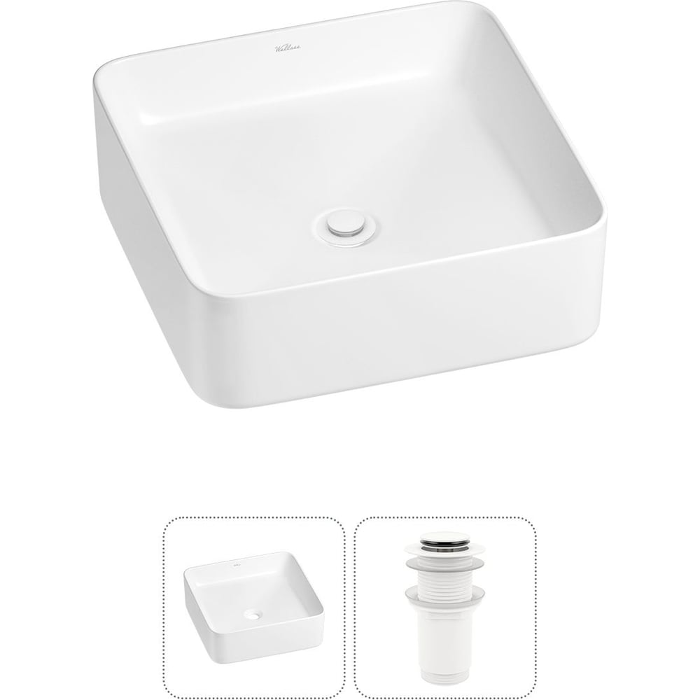 Изображение товара Накладная раковина Wellsee Mint 37x37 см фарфор белая современный стиль